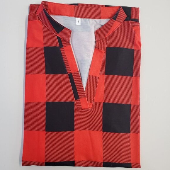 Buffalo Plaid Tunic Style Top Red/Black *New Small to 3XL - Picture 3 of 4